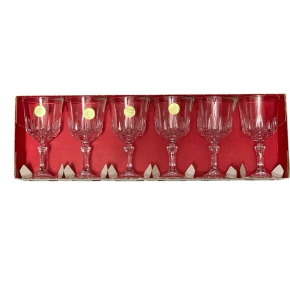 Vintage Cristal DArques France Genuine Lead Crystal Stemware Wine Glass Set of 6 - Picture 1 of 12